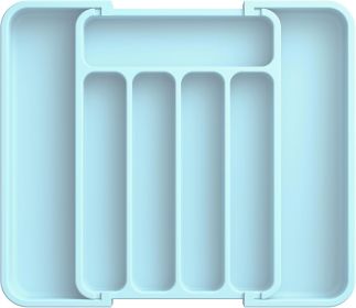 Silverware Organizer - Expandable Kitchen Drawer Organizer, Adjustable Utensil Organizer, Cutlery Tray for Forks, Knives (Color: Blue)