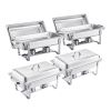 Chafing Dish Buffet Set, 8 Qt 4 Pack, Stainless Steel Chafer with 4 Full Size Pans