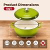 6 Quart Enamel Cast Iron Dutch Oven with Moisture-Sealing Lid for Bread Baking Braising And Slow Cooking, Dual Handles, Oven Safe