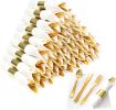 50 Pack Pre Rolled Rose Gold Plastic Silverware Set,Wrapped Plastic Cutlery Set with Napkin Include 50 Forks,50 Spoons