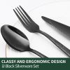 24-Piece Black Silverware Set with Steak Knives, Black Flatware Set for 4, Food-Grade Stainless Steel Tableware Cutlery Set
