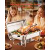 Chafing Dish Buffet Set, 8 Qt 4 Pack, Stainless Steel Chafer with 4 Full Size Pans
