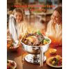 Chafing Dish Buffet Set, 5 Qt 4 Pack, Stainless Steel Chafer with 4 Full Size Pans, Round Catering Warmer Server with Lid Water Pan Folding Stand Clip