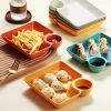 1pc Dumpling Plate With Sauce Dish; Potato; Water; Dumplings; Plate With Vinegar; Dinner Plate; Household Creative Square Serving Plate With Vinegar S