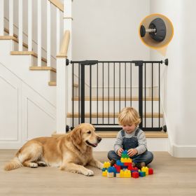 29.5-45.3" Wide Baby Gate with wall protector for Stairs, Dog Gate Indoor for Doorways, No Drilling Pressure Mounted Pet Gates for Kids, Easy Walk Thr (Option: Black)